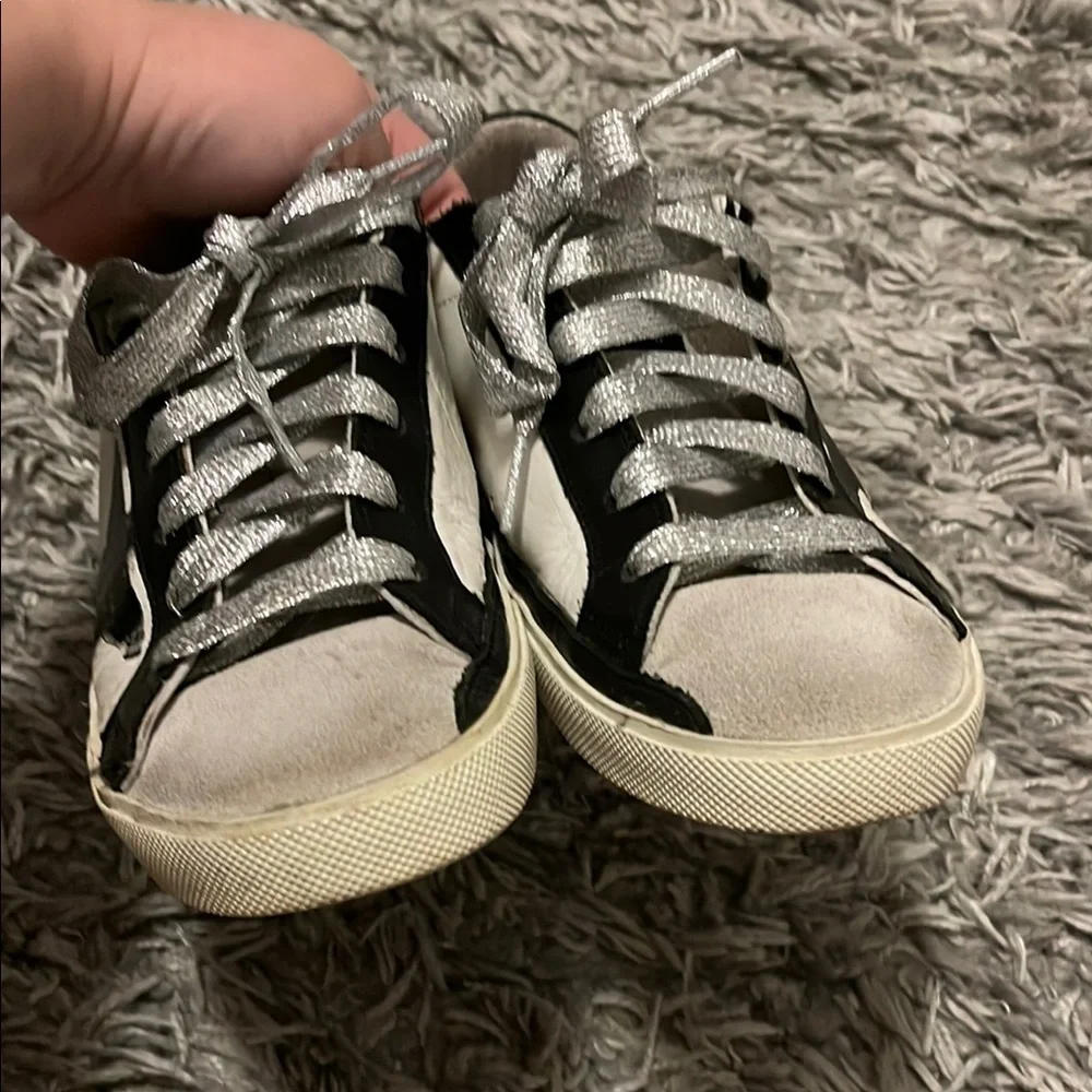 Golden Goose Black and White Distressed Sneakers - Picture 6 of 9